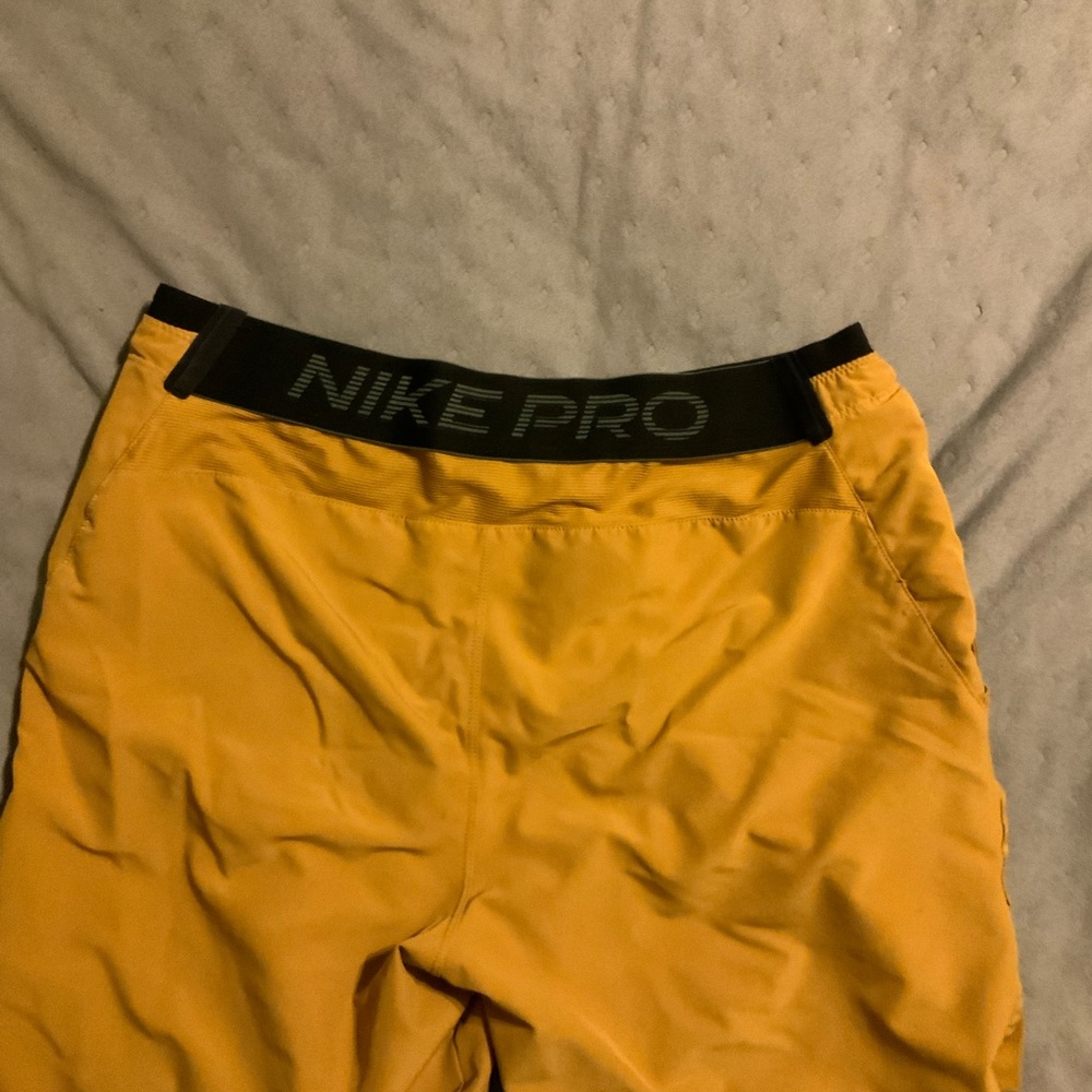 Nike Pro Yellow Athletic Shorts